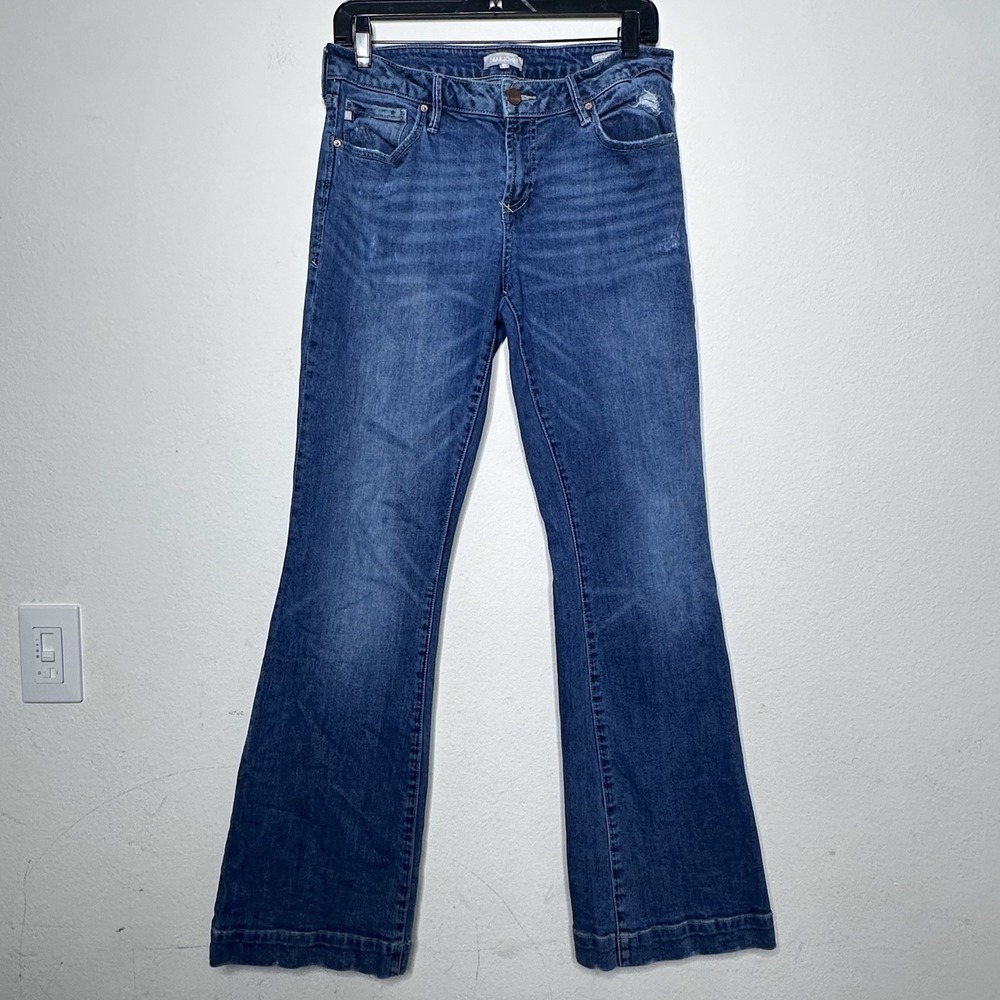 Dear John Rosie Flare Jeans Women's Size 30 Medium Wash Distressed Stretch Denim